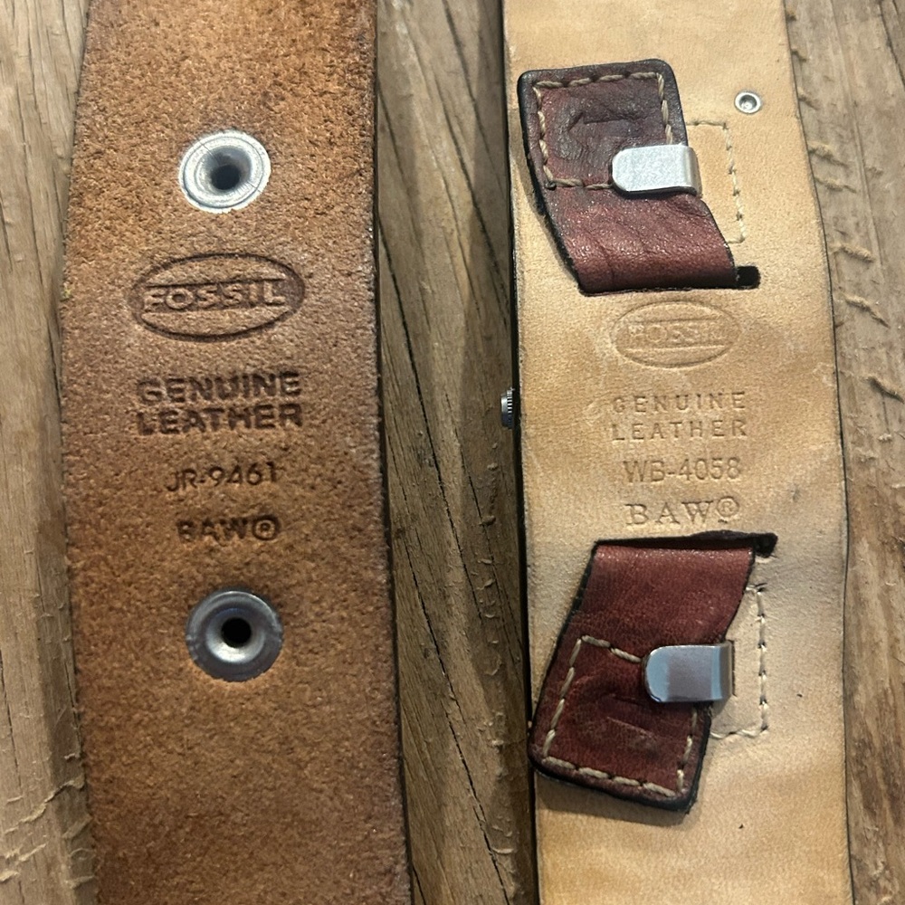 Fossil Vintage Leather Cuff Watch + Extra Embroidered Leather Western Style Band - Picture 9 of 9